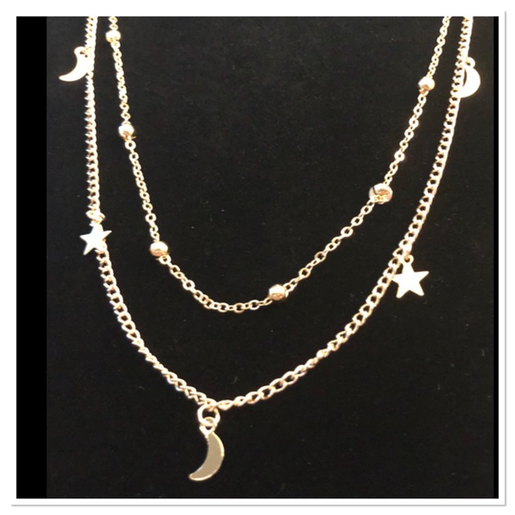Moon & Stars Double Strand Necklace - Picture 2 of 2